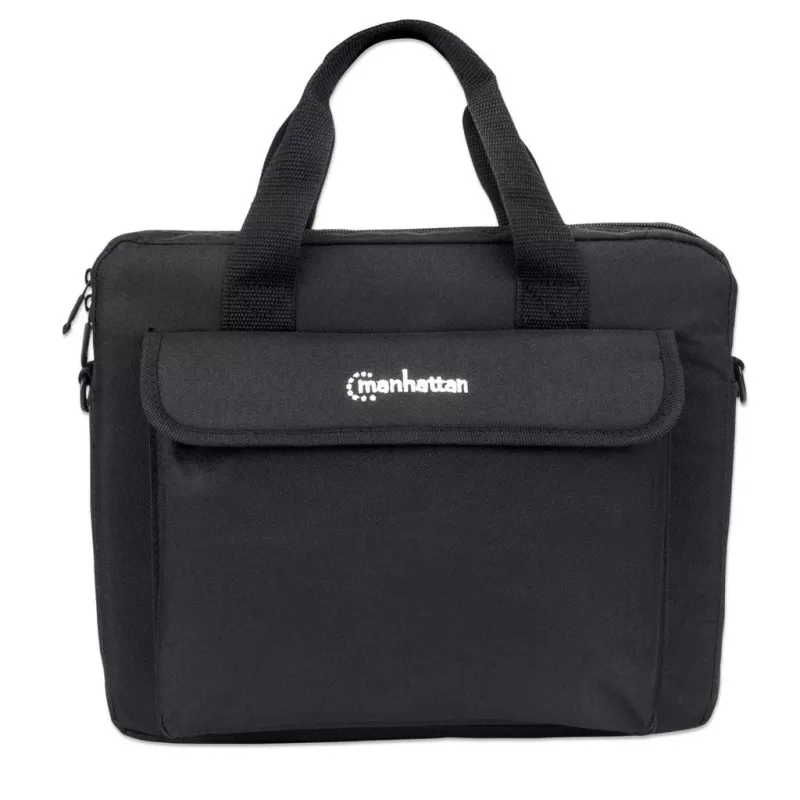 Manhattan London Maletín para portátil 12,5 pulgadas, Top-Loader, Negro, LOW COST, compartimento para accesorios, correa de hombro (extraíble), funda para portátil, tres años de garantía
