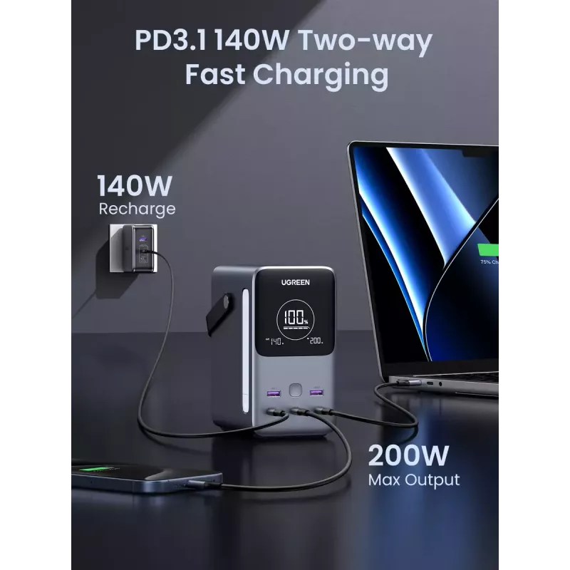 Ugreen Nexode Batería externa 48000 mAh Litio Gris
