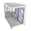 Caja para PC Mini Tower Cougar FV150 ARGB Blanco — Micro-ATX / Mini-ITX, ventana lateral, 2x120mm + 1x120mm ventiladores, bahías de 2,5 pulgadas y 3,5 pulgadas
