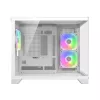 Caja para PC Mini Tower Cougar FV150 ARGB Blanco — Micro-ATX / Mini-ITX, ventana lateral, 2x120mm + 1x120mm ventiladores, bahías de 2,5 pulgadas y 3,5 pulgadas