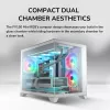 Caja para PC Mini Tower Cougar FV150 ARGB Blanco — Micro-ATX / Mini-ITX, ventana lateral, 2x120mm + 1x120mm ventiladores, bahías de 2,5 pulgadas y 3,5 pulgadas