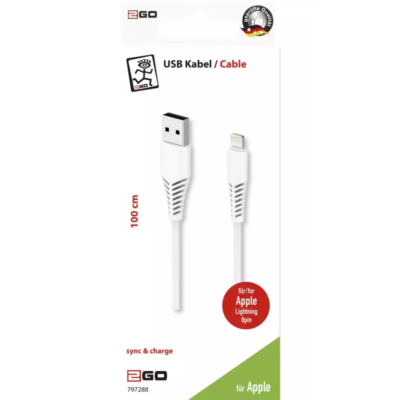 Cable Lightning 2GO 797288 1 m Blanco USB B