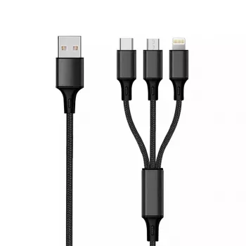 Cable USB 2GO 797154 3m USB B USB C/Micro-USB B/Lightning Negro
