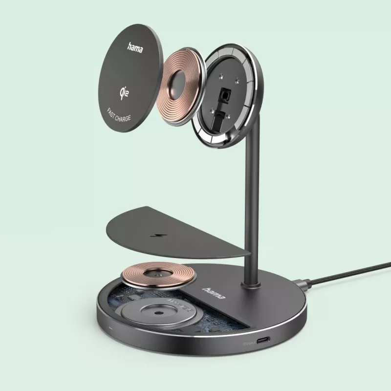Hama 00201738 cargador para dispositivos móviles auriculares, smartphone negro USB carga inalámbrica función de carga rápida interior