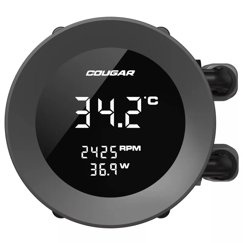 Refrigeración líquida todo en uno para CPU Cougar Poseidon Vistek 360, ARGB, ventiladores de 120 mm, 700–2500 rpm, negro