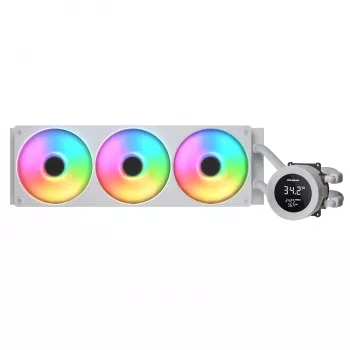 Refrigeración líquida todo en uno para CPU Cougar Poseidon Vistek 360, ARGB, ventiladores de 120 mm, blanco, compatible con LGA1700/AM5