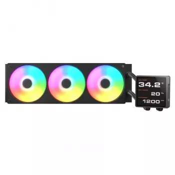 Refrigeración líquida todo en uno para CPU Cougar Poseidon Vistek Pro 360, ARGB, ventiladores de 120 mm, negro, compatibilidad multisocket