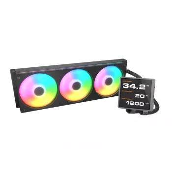Refrigeración líquida todo en uno para CPU Cougar Poseidon Vistek Pro 360, ARGB, ventiladores de 120 mm, negro, compatibilidad multisocket