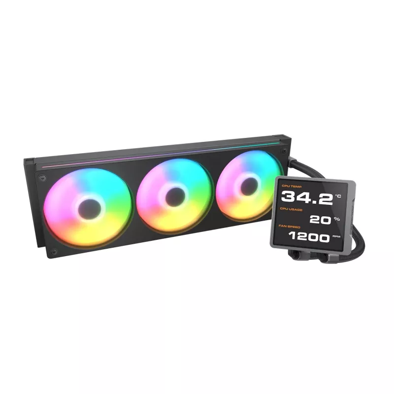 Refrigeración líquida todo en uno para CPU Cougar Poseidon Vistek Pro 360, ARGB, ventiladores de 120 mm, negro, compatibilidad multisocket