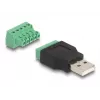 Adaptador DeLOCK USB 2.0 Type-A macho a bloque de terminales, 2 piezas, negro verde