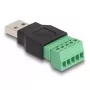 Adaptador DeLOCK USB 2.0 Type-A macho a bloque de terminales, 2 piezas, negro verde