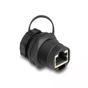 Conector hembra RJ45 Cat.6A DeLOCK con tapa protectora IP67 resistente al polvo y al agua
