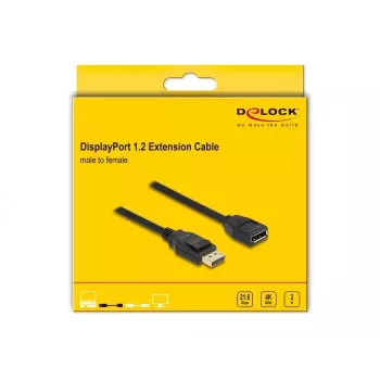 Cable de extensión DisplayPort 1.2 DeLOCK 4K 60 Hz 2 m