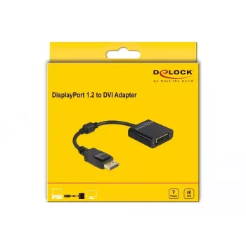 Adaptador DeLOCK DisplayPort 1.2 conector macho a conector hembra DVI 4K pasivo negro