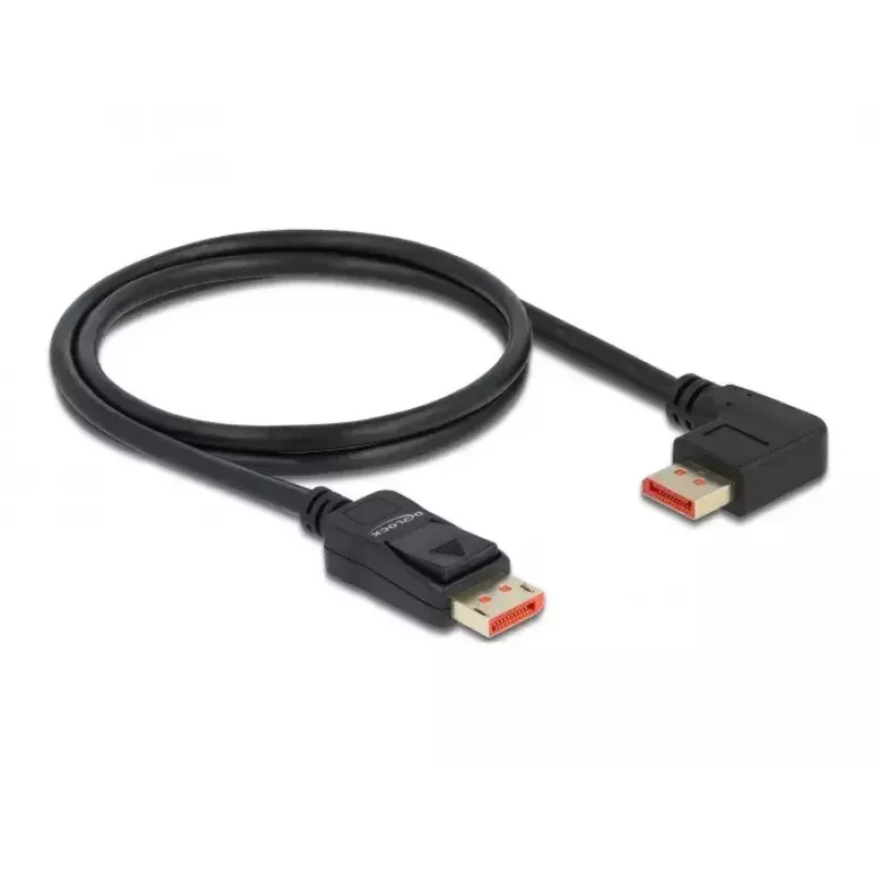 Cable DisplayPort DeLOCK 87044 8K 60Hz 1m conector macho recto a 90° en ángulo izquierdo