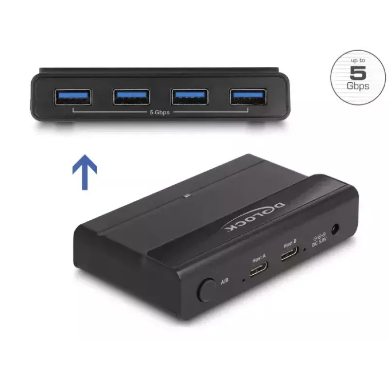 Switch USB Delock 4 x dispositivo 2 x host 5 Gbit/s negro