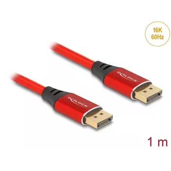 Cable DisplayPort DeLOCK 16K 60 Hz 1 m rojo metal