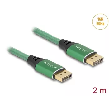Cable DisplayPort DeLOCK 16K 60 Hz 2 m verde metal