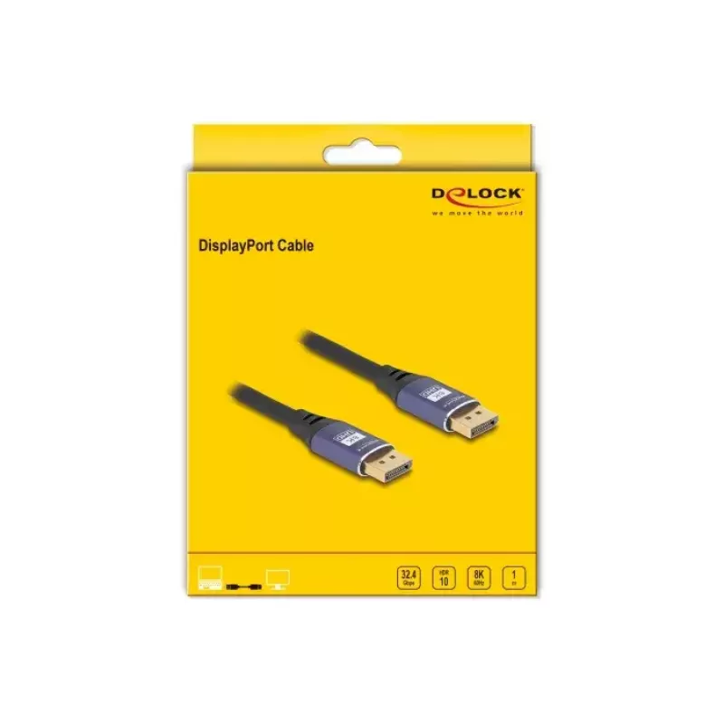 Cable DisplayPort DeLOCK 8K 60 Hz 1 m lila metal