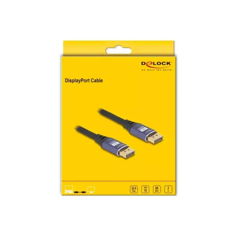 Cable DisplayPort DeLOCK 8K 60 Hz 2 m lila metal