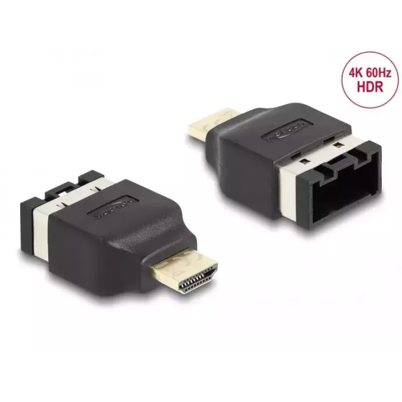 Adaptador HDMI Automotive DeLOCK conector hembra HDMI-E a conector macho HDMI-A 4K 60 Hz