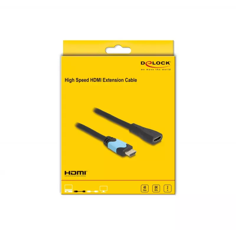 Cable alargador HDMI High Speed DeLOCK 48 Gbit/s 8K 60 Hz 2 m