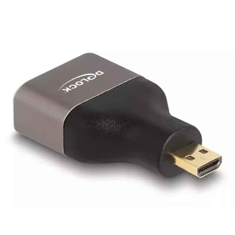 Adaptador HDMI conector macho Micro-D a conector hembra A DeLOCK 8K 60 Hz gris metal
