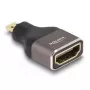 Adaptador HDMI conector macho Micro-D a conector hembra A DeLOCK 8K 60 Hz gris metal