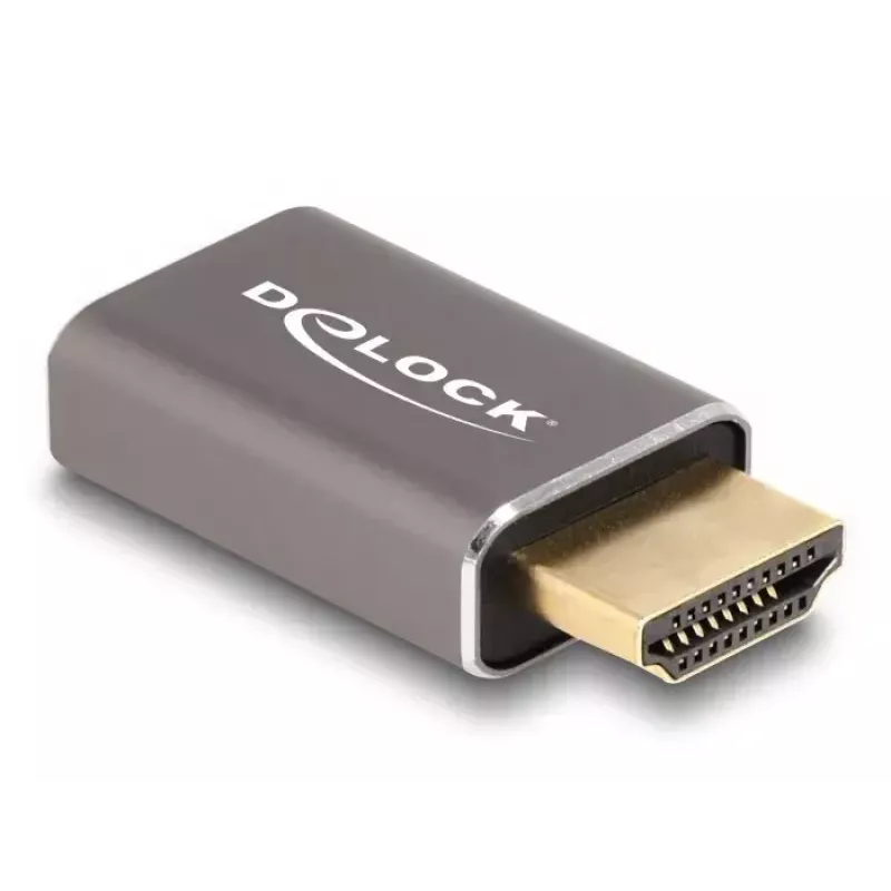 Adaptador HDMI conector macho a conector hembra DeLOCK 8K 60 Hz gris metal