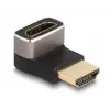 Adaptador HDMI conector macho a conector hembra 90° en ángulo hacia abajo DeLOCK 8K 60 Hz gris metal