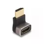 Adaptador HDMI conector macho a conector hembra 90° en ángulo hacia abajo DeLOCK 8K 60 Hz gris metal