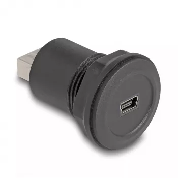 Conector empotrable DeLOCK USB 2.0 Type Mini-B a USB 2.0 Type-A negro