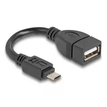 Cable OTG DeLOCK USB 2.0 conector macho Micro-B a conector hembra Type-A 11 cm