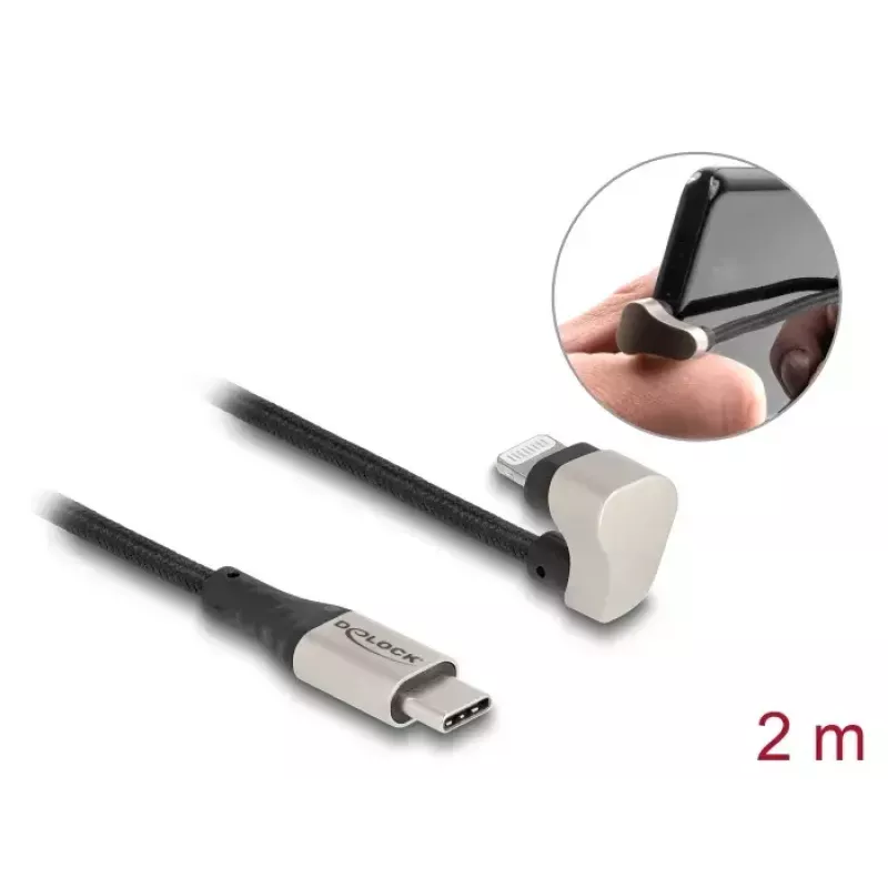 Cable de datos y carga DeLOCK USB Type-C a Lightning en ángulo de 180° 2 m MFi