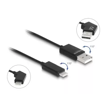 Cable DeLOCK USB 2.0 conector macho Type-A a conector macho USB Type-C giratorio 60 W 1,2 m