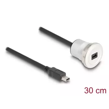 Cable USB DeLOCK 88186 0,3 m Mini-USB B negro plata