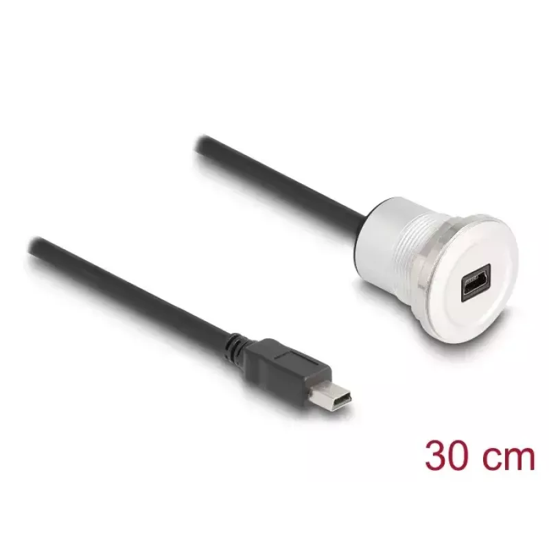 Cable USB DeLOCK 88186 0,3 m Mini-USB B negro plata