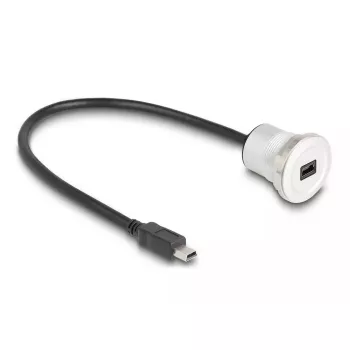 Cable USB DeLOCK 88186 0,3 m Mini-USB B negro plata