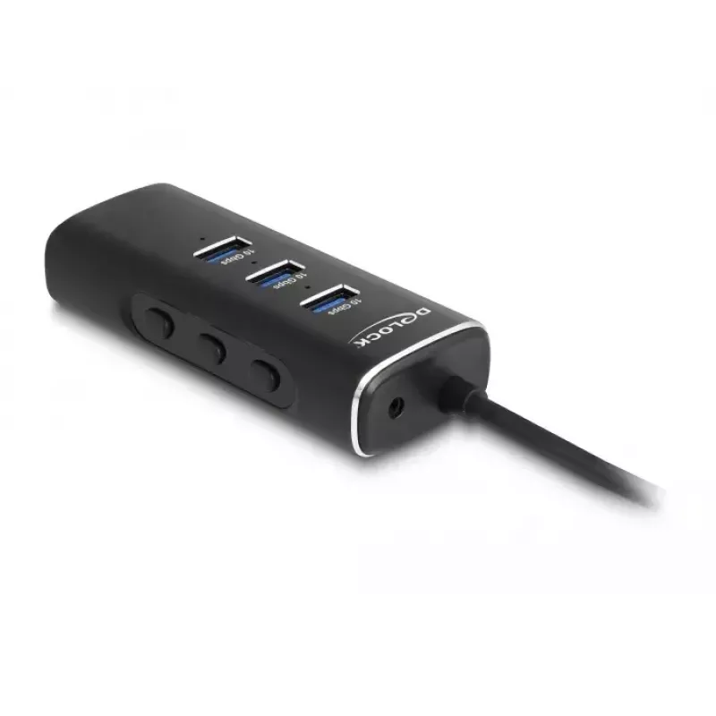 DeLOCK Hub USB de 3 puertos 10 Gbps con lector de tarjetas SD Micro SD Type-C cable de 60 cm