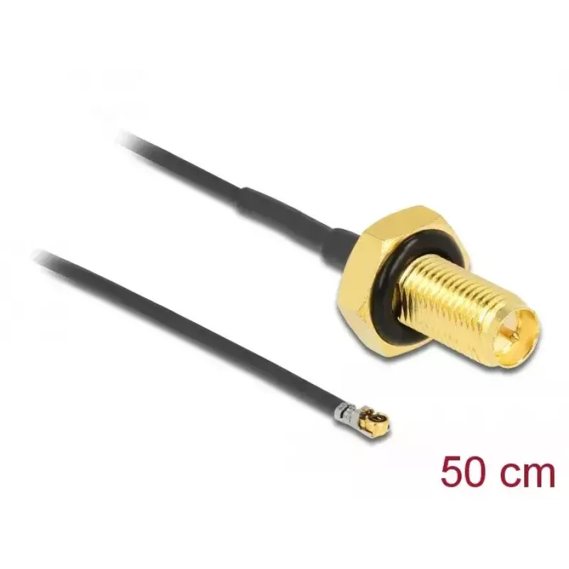 DeLOCK 12661 Cable coaxial 0,5 m RP-SMA MHF 4L LK negro