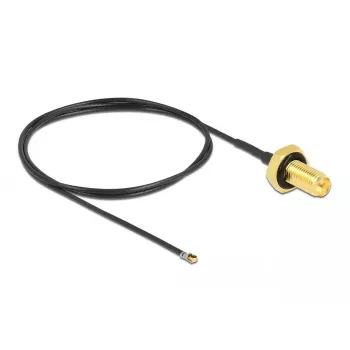 DeLOCK 12661 Cable coaxial 0,5 m RP-SMA MHF 4L LK negro