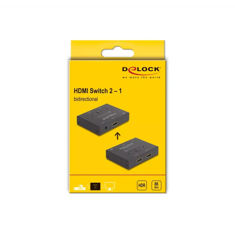 DeLOCK Conmutador HDMI 2-1 bidireccional 8K 60 Hz metal negro