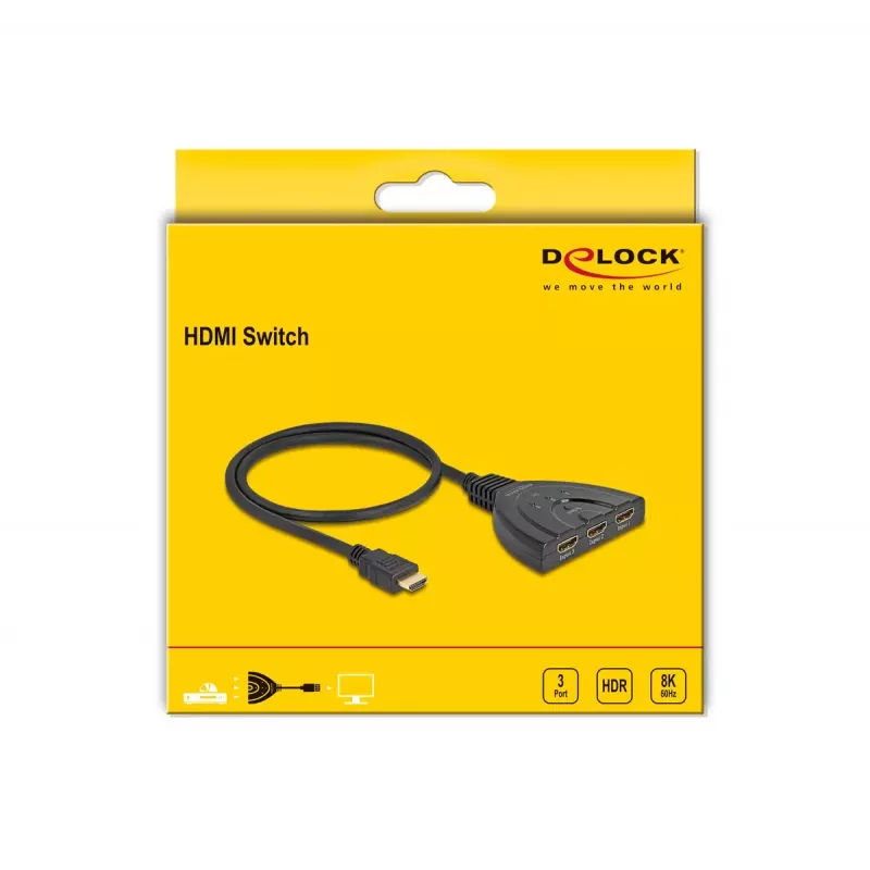 DeLOCK Conmutador HDMI 3 x HDMI entrada a 1 x HDMI salida 8K 60 Hz