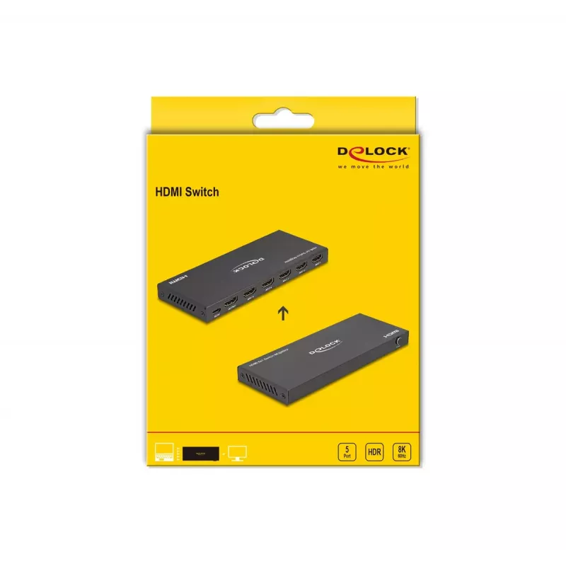 DeLOCK conmutador HDMI 5 x HDMI in a 1 x HDMI out, 8K 60 Hz