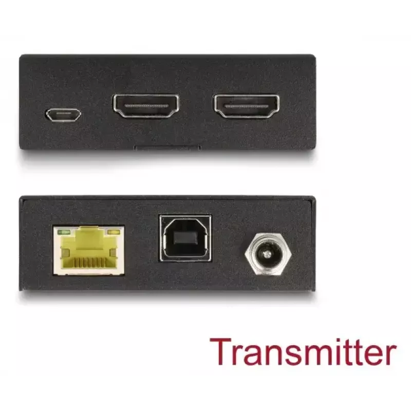 Extensor KVM DELOCK 65957 — Emisor y receptor HDMI y USB, con cable, hasta 70 m, 18 Gbit/s, 600 MHz, negro