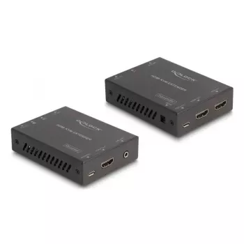 Extensor KVM DELOCK 65957 — Emisor y receptor HDMI y USB, con cable, hasta 70 m, 18 Gbit/s, 600 MHz, negro