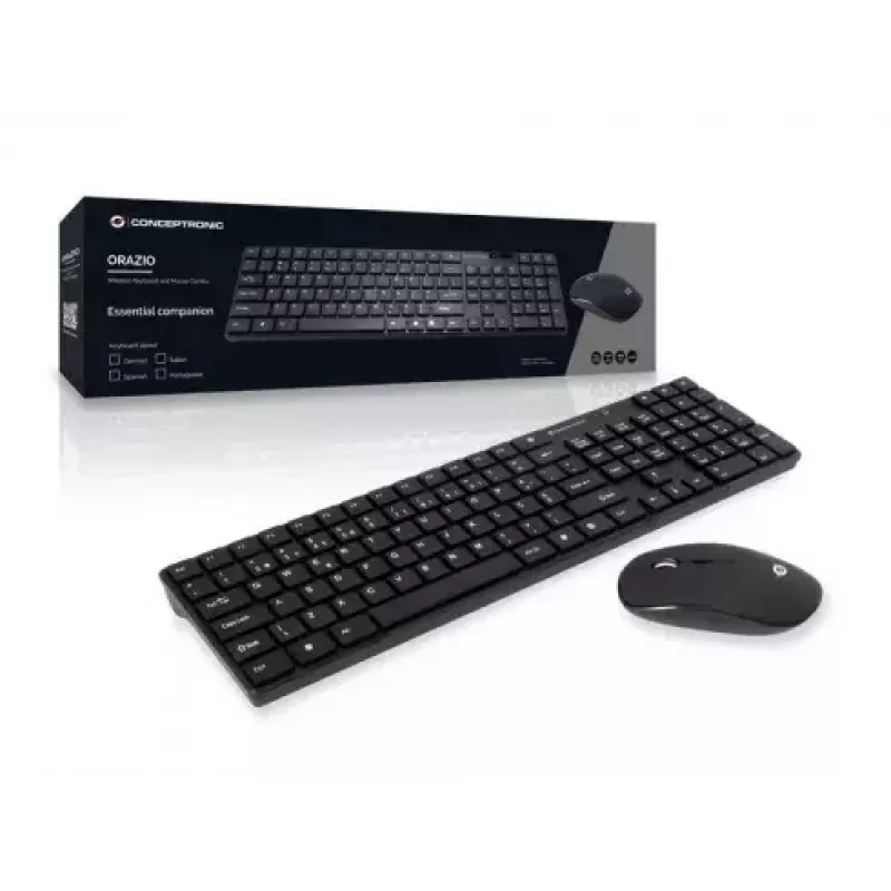 Conceptronic Orazio teclado ratón incluido hogar RF inalámbrico QWERTY portugués negro