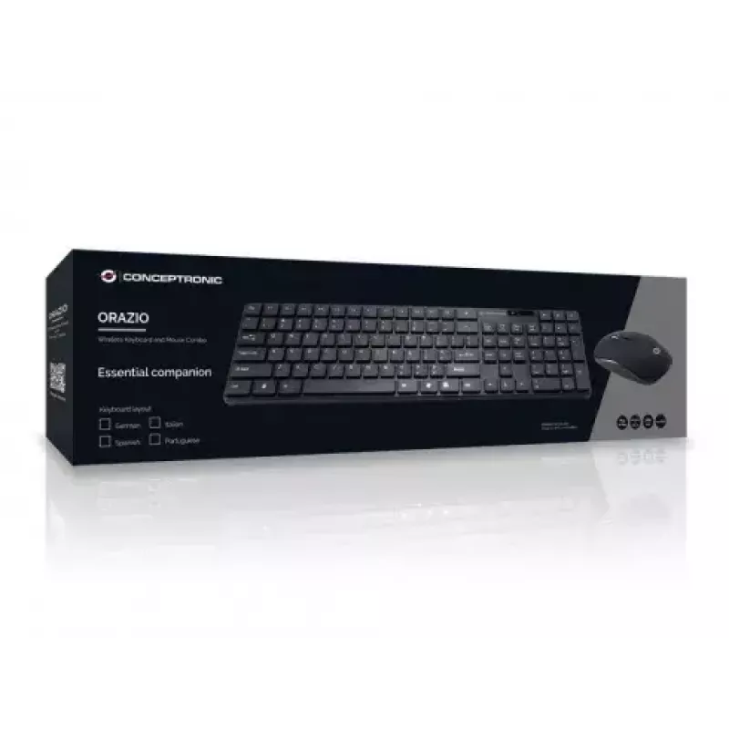 Conceptronic Orazio teclado ratón incluido hogar RF inalámbrico QWERTY portugués negro