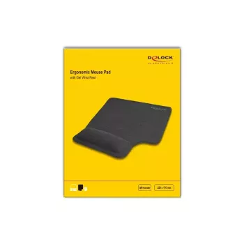 DeLOCK alfombrilla de ratón ergonómica con reposamuñecas de gel para zurdos negra
