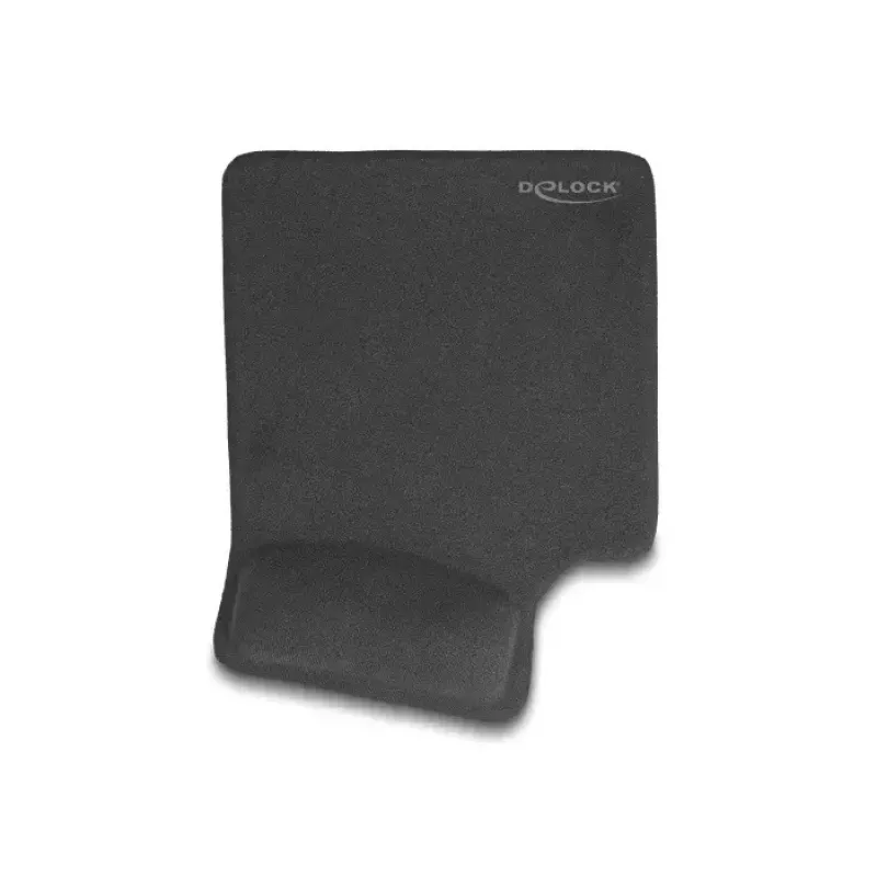 DeLOCK alfombrilla de ratón ergonómica con reposamuñecas de gel para zurdos negra